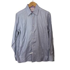 Ted‎ Baker Endurance Dress Shirt Blue Size 15 34/35 Flip Cuff Contrasting Trim